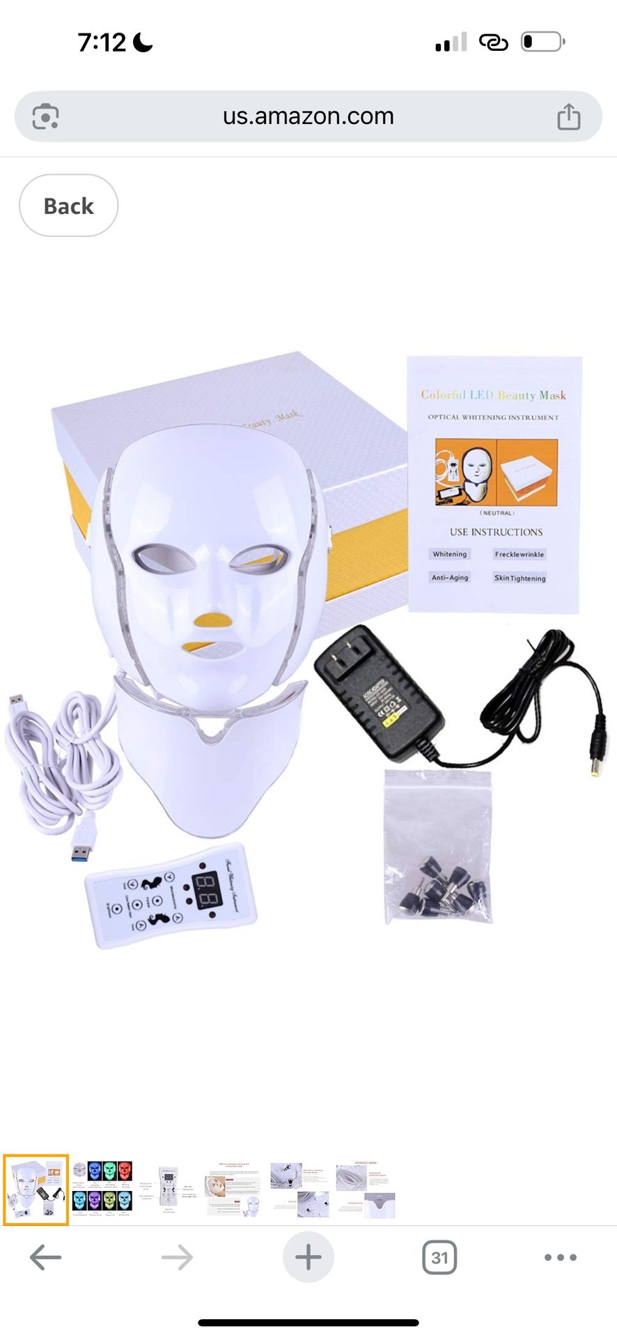 Ofanyia 7 Colors LED Face Mask for Facial and Neck Skin Rejuvenation Anti Aging Light Photon Therapy Beauty Led F