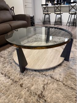 Ashley Round Glass Coffee Table - Excellent Condition