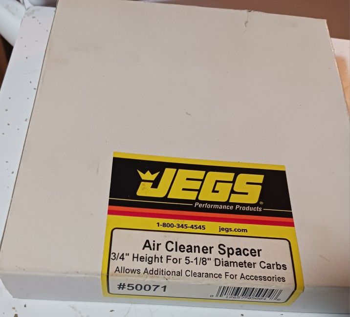 NEW IN BOX JEGS AIR CLEANER SPACER 3/4" HEIGHT FOR 5 1/8" DIAMETER CARBS PART #50017