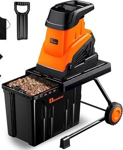 Used- Wood Chipper Shredder,1800W Cut Diameter of 1.77inch with 10 Gallon Collection Bin 15-Amp Electric Wood Chipper Shredder for Easy Cleanup Ideal