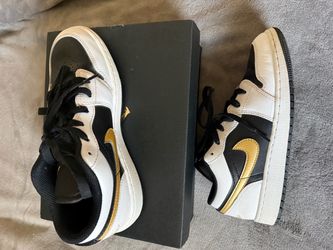 Air Jordan 1 Low Black White Gold Sneakers