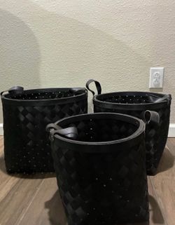 Black Woven Nordic Style Storage Baskets Set – 3 Sizes – Beautiful Home Decor
