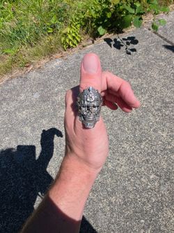 silver mayan skull ring