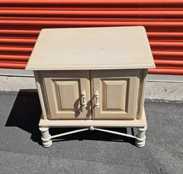 End Tables: NightStand Small Off-White Two Door NightStand