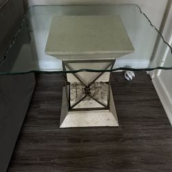 HEAVY glass top End Table