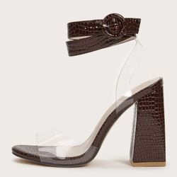 Brown  Snake Print Heels