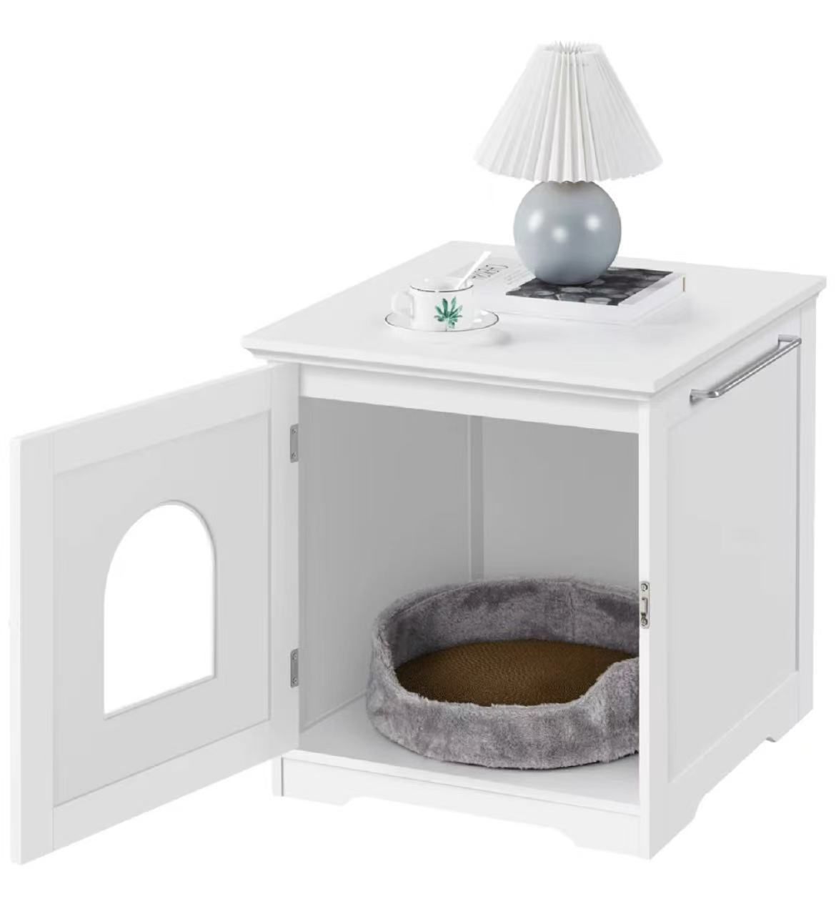 Yaheetech Enclosed Litter Box white