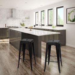 New Heavy Duty Set of 4 30 Inches Metal Bar Stools High Backless Stools Indoor-Outdoor Stackable Kitchen Stools