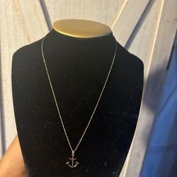 14K Kids Rope Chain Anchor Pendant 