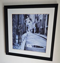 Black & White Bicycle Street Scene photograph framed matted 20x20