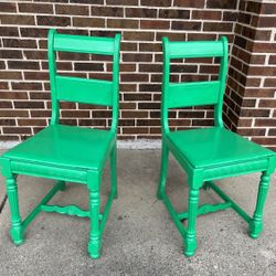 Two Green Fun Statement chairs 