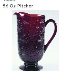 Princess House Burgundy Fantasía Pitcher/jarra Hermosa
