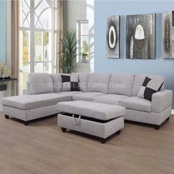 New Sectional + Storage Ottoman  — Left or Right Chaise — Delivery Available 