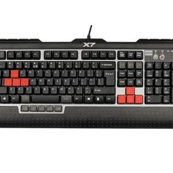 A4tech X7 G800V Wired Silent Gaming Keyboard with Wide Palm Rest - Quiet for pc Gaming - one Handed Macro Access - Non RGB Mechanical
