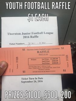 Football Raffle $1----- $1000 cash prize
