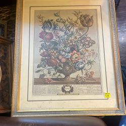 This is a framed art print titled "April " from the series Twelve Months of Flowers