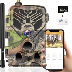 4G LTE Cellular Trail Camera with App 4K 36MP ,Wireless Game Camera Motion Activated 0.2s Trigger 98ft No Glow Night Vision, Send Pictures to Your Cel