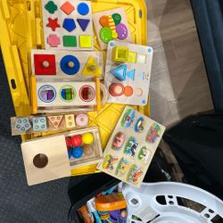 Lot Of Wooden Toys Puzzles