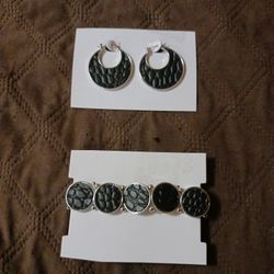 New Navy BLUE Earrings And  Bracelet SET