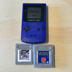 Nintendo Game Boy Color Grape Console CGB-001-Tested Good w/2Games No Batt Door!
