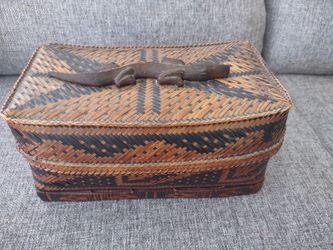 Vintage Alligator Rattan Basket