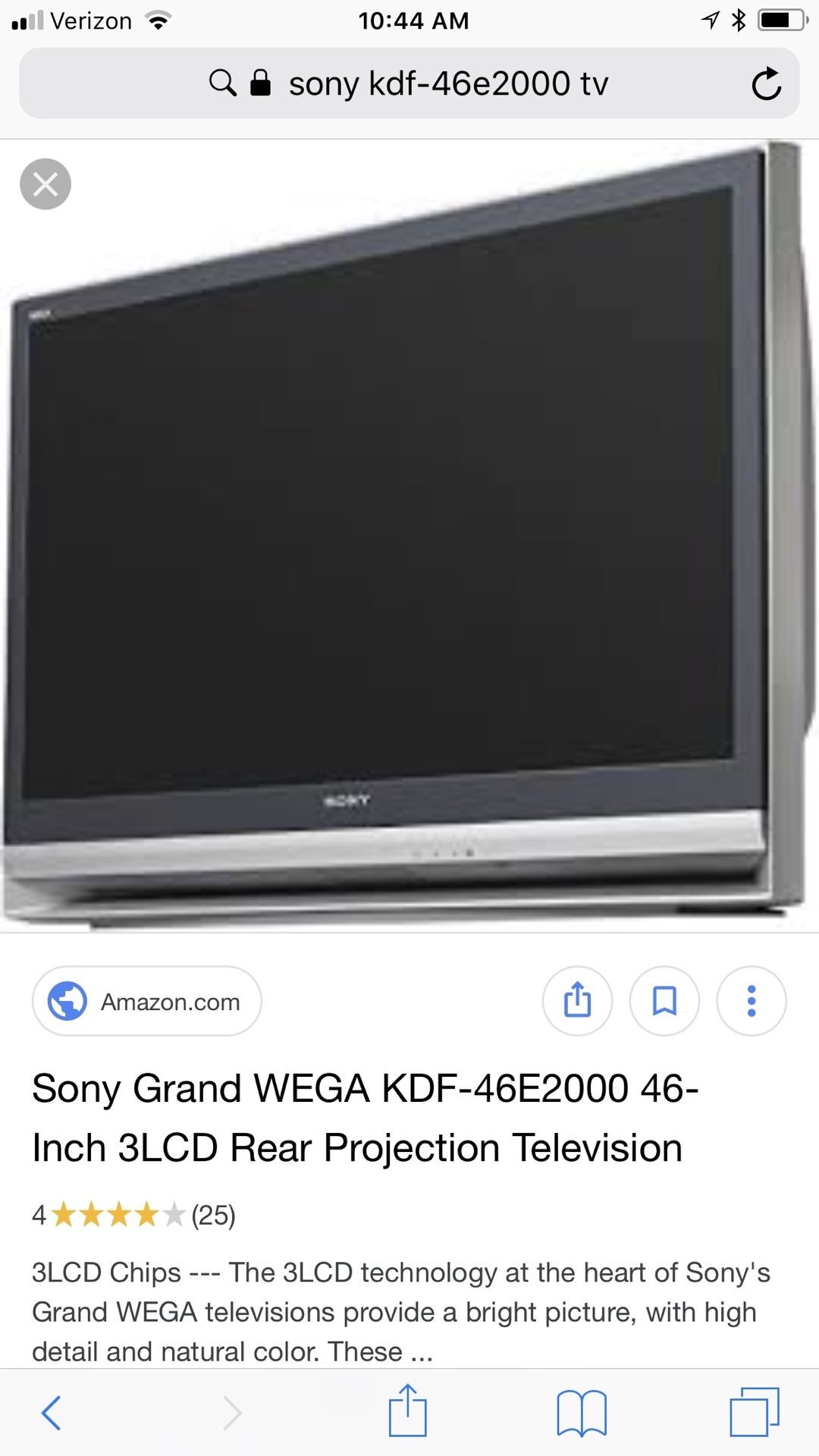 50in Sony wega 3LCD Rear projection TV