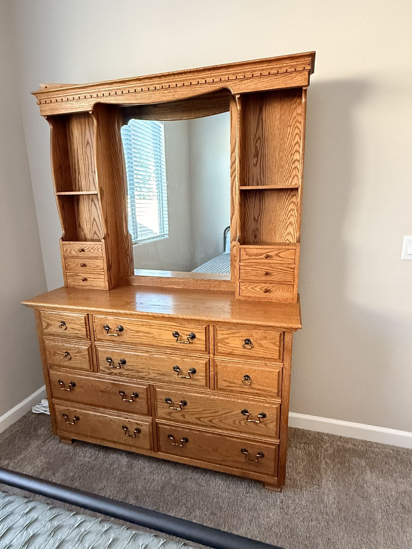 Solid Oak Dresser Set