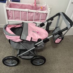 Baby born doll baby ava crib and stroller