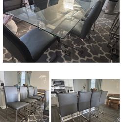 Glass Table + 6 Chairs + 4 Stools