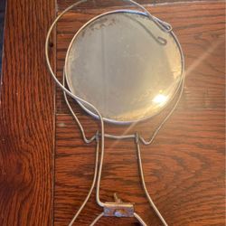Antique Metal Chrome 5" Round Hanger Shaving Double Side Mirror-Japan