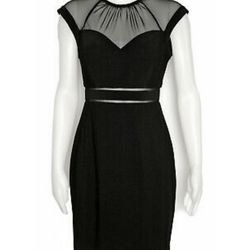 Black Cap Sleeve Illusion Neck and Waist Special Occasion Sheath Dress Nightway