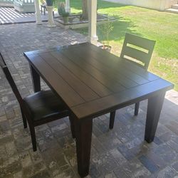 Wood Dining Table With 2 Chairs 