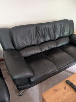 3 seater sofa, black faux leather