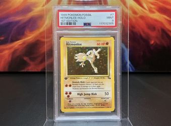 1999 POKEMON FOSSIL 1ST EDITION #7 HITMONLEE HOLO PSA 9 MINT 🐦‍🔥