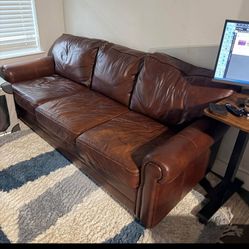 Brown leather sofa