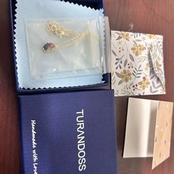 Turandoss, Double birthstone necklace, Jan. & Dec. 14k gold plated