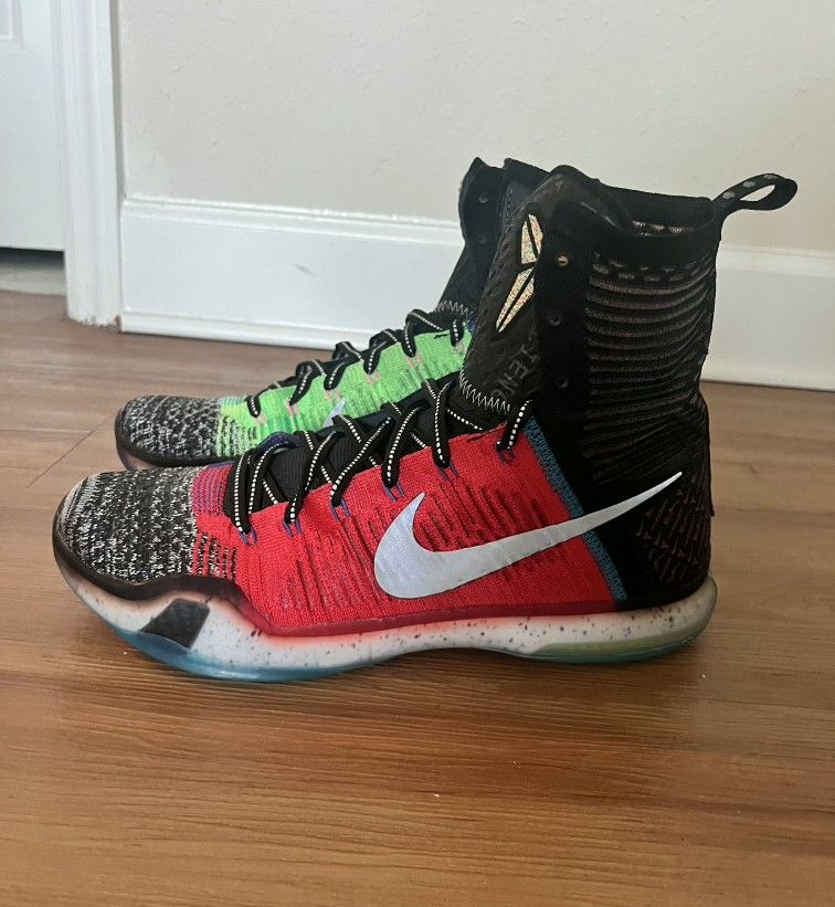 NIKE KOBE BRIANT X ELITE SE HIGH Sneakers RARE WHAT THE Size 12.5 MULTI COLOR SILVER 815810 900 Jordan