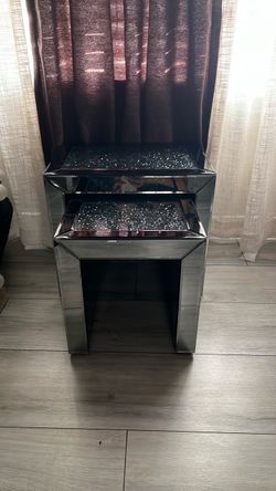 Two glam mirrors side tables