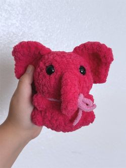 Crochet Fluffy Pink Elephant Plushie