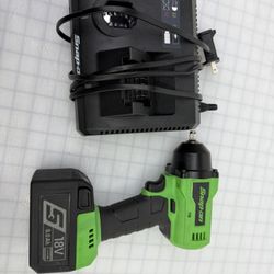 Snap-on 18V 3/8" Cordless Impact Wrench W/ 2 Batteries And A Charger