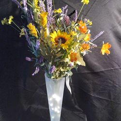 Glass Pilsner Vase With Flower Arrangements 
