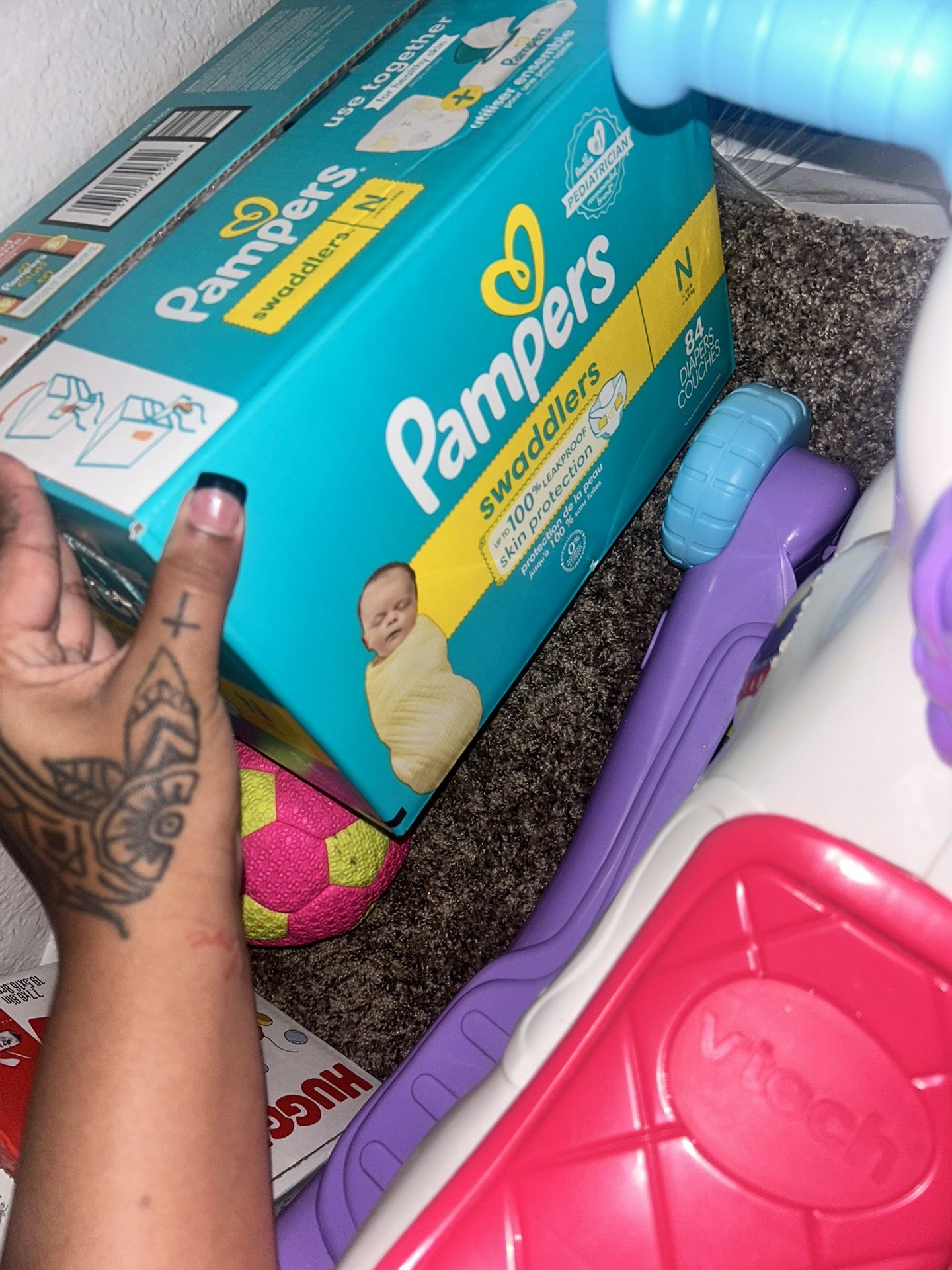 Box And Bag Of NB diapers