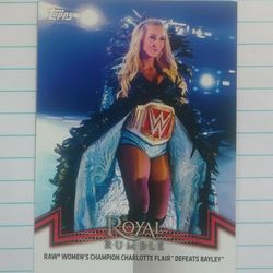 2018 Topps WWE Charlotte Flair Raw-1 Women's Division Champion Defeats Bayley Royal Rumble 2017 Wrestle World Wrestling Sports Collectible Trading Pro