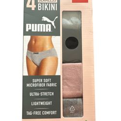 NIB PUMA Women's Seamless Bikini Underwear, Microfiber, Tag-Free, 4-Pack