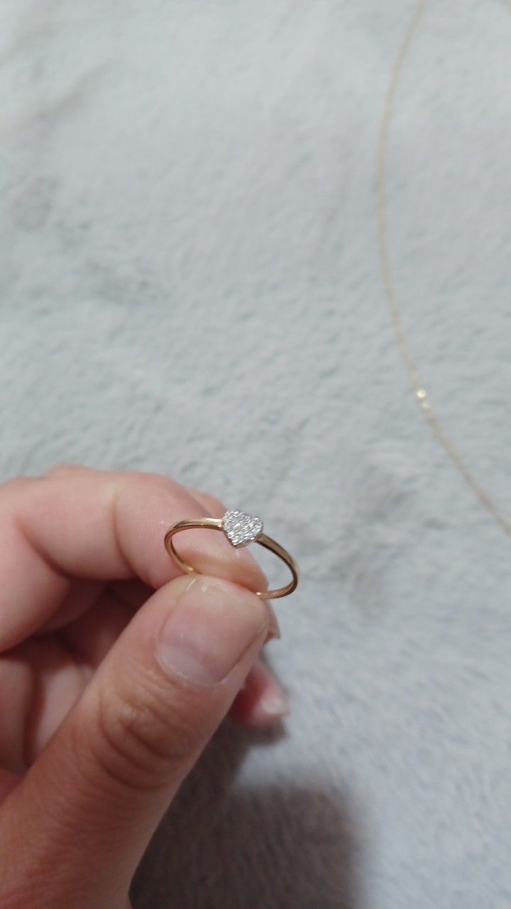 10k Gold Heart Necklace And And 10k Gold Diamond Heart Ring