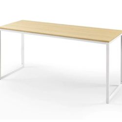 48" Rectangular Computer Table Desk, White/Oak ASSEMBLED
