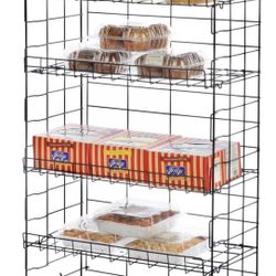 Displays2go Bakers Storage Rack, Pantry or Kitchen Use, Steel Wire, 5 Shelf, 25" W x 52" H x 13" D (Black)