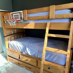Bunk Bed With Trundle and Ladder