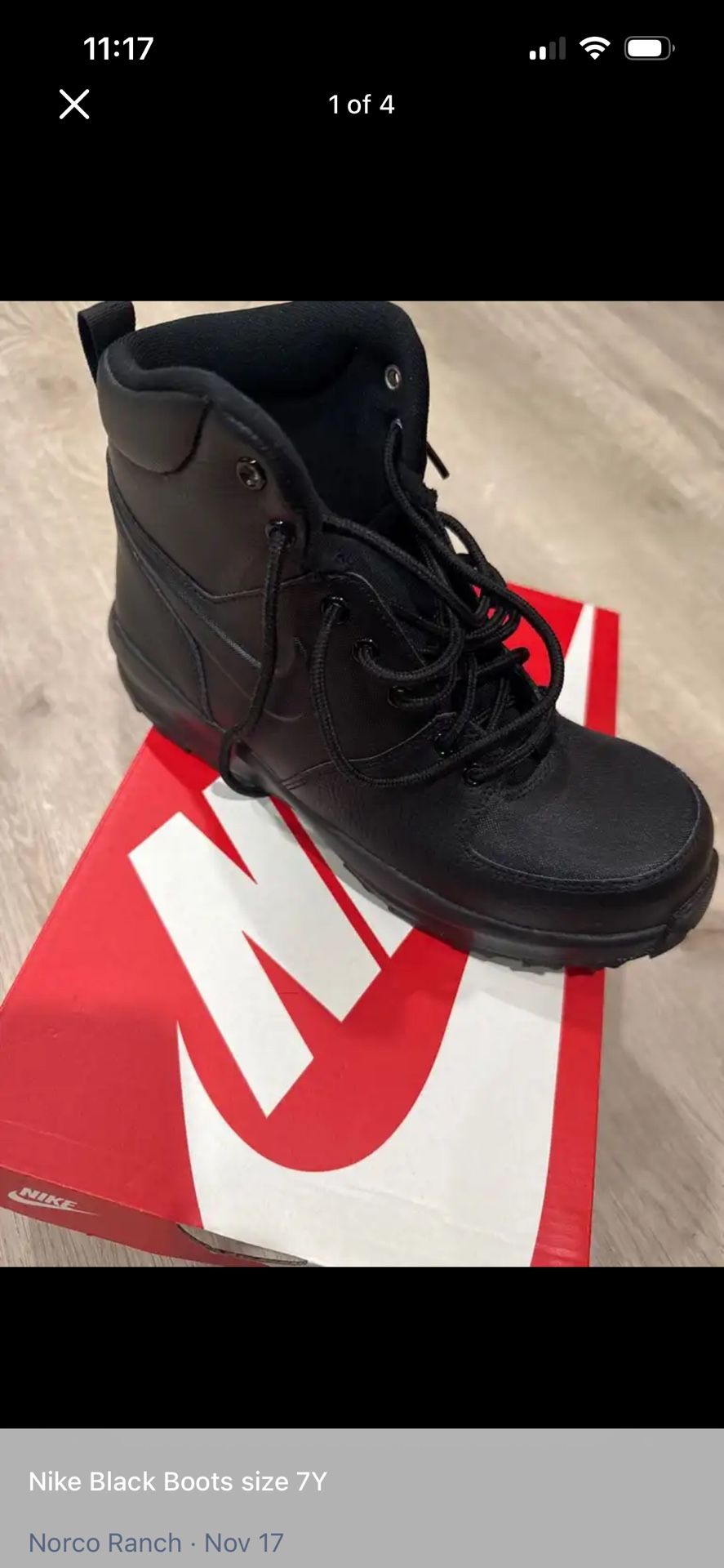 Nike Black Boots size 7Y