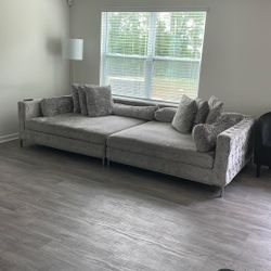 Silver Upholstered Sofa